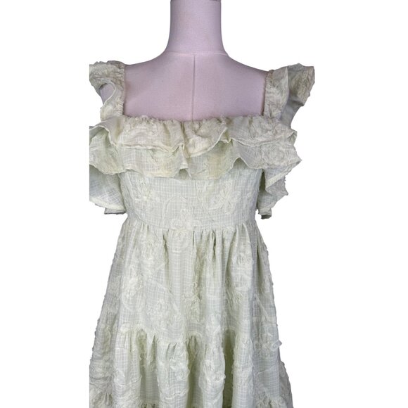 NWT All In Favor Medium Pistachio Ruffled Mini Dress Open Back & Adjustable Tie - Picture 6 of 16